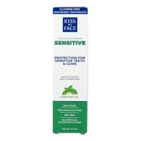 KISS MY FACE: Sensitive Flouride Free Whitening Mint Gel Toothpaste, 4.5 oz KISS MY FACE: Sensitive Flouride Free Whitening Mint Gel Toothpaste, 4.5 oz